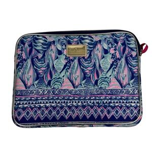 Lilly Pulitzer Laptop Case In Scale Neoprene Tablet Sleeve Fish Print 14x 10 in